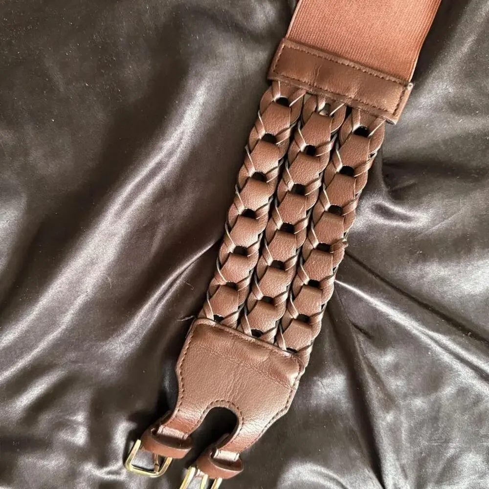 Brown leather waist belt